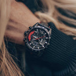 ARIES GOLD CHRONOGRAPH JOLTER BLACK STAINLESS STEEL G 7008 BK-R LEATHER STRAP MEN'S WATCH - H2 Hub Watches