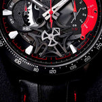 ARIES GOLD CHRONOGRAPH JOLTER BLACK STAINLESS STEEL G 7008 BK-R LEATHER STRAP MEN'S WATCH - H2 Hub Watches