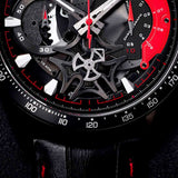 ARIES GOLD CHRONOGRAPH JOLTER BLACK STAINLESS STEEL G 7008 BK-R LEATHER STRAP MEN'S WATCH - H2 Hub Watches