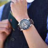 ARIES GOLD CHRONOGRAPH JOLTER ROSE GOLD STAINLESS STEEL G 7008 RG-BK BROWN LEATHER STRAP MEN'S WATCH - H2 Hub Watches