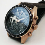 ARIES GOLD CHRONOGRAPH JOLTER ROSE GOLD STAINLESS STEEL G 7008 RG-BK BROWN LEATHER STRAP MEN'S WATCH - H2 Hub Watches