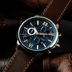 ARIES GOLD BELFAST MOON G 7013 S-BU MEN'S LEATHER WATCH - H2 Hub Watches