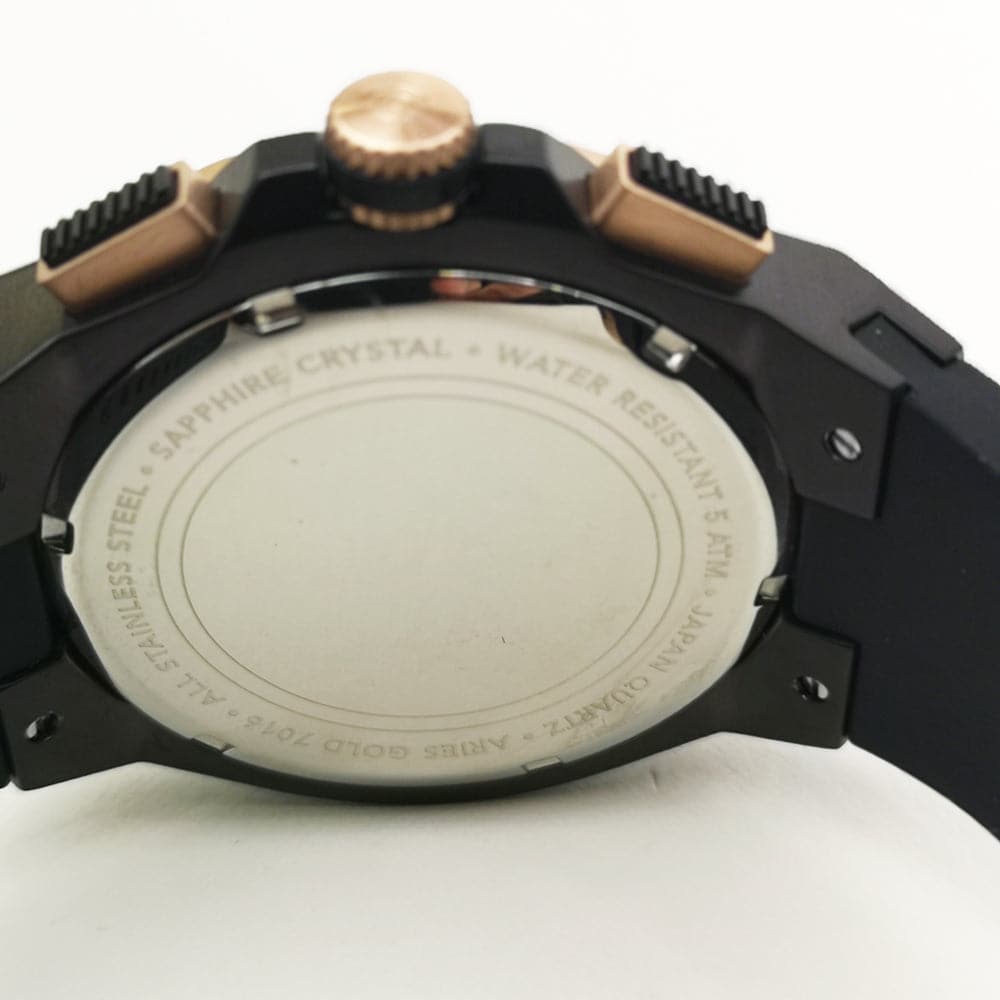 ARIES GOLD ANALOG LIGHTNING ROSE GOLD STAINLESS STEEL G 7016 BKRG-BKRG MEN'S WATCH - H2 Hub Watches