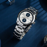 Aries Gold Champion 7020 G 7020 S-SBU Men Silver Dial Chronograph VR33 42mm Silver Stainless Steel Strap