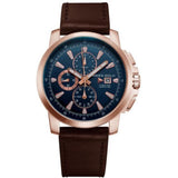 ARIES GOLD INSPIRE CONTENDER ROSE GOLD STAINLESS STEEL G 7301A RG-BU BROWN LEATHER STRAP MEN'S WATCH