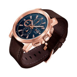 ARIES GOLD INSPIRE CONTENDER ROSE GOLD STAINLESS STEEL G 7301A RG-BU BROWN LEATHER STRAP MEN'S WATCH