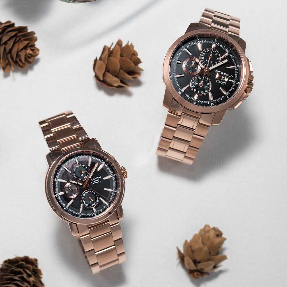 ARIES GOLD INSPIRE CONTENDER ROSE GOLD STAINLESS STEEL G 7301 RG-BKRG MEN'S WATCH - H2 Hub Watches