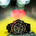 ARIES GOLD KING TWO-TONE STAINLESS STEEL G 7311 BKRG-BKRG HI-TECH BLACK SYNTHETIC STRAP MEN'S WATCH - H2 Hub Watches