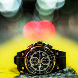 ARIES GOLD KING TWO-TONE STAINLESS STEEL G 7311 BKRG-BKRG HI-TECH BLACK SYNTHETIC STRAP MEN'S WATCH - H2 Hub Watches