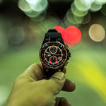 ARIES GOLD KING TWO-TONE STAINLESS STEEL G 7311 BKRG-BKRG HI-TECH BLACK SYNTHETIC STRAP MEN'S WATCH - H2 Hub Watches