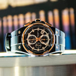 ARIES GOLD KING TWO-TONE STAINLESS STEEL G 7311 BKRG-BKRG HI-TECH BLACK SYNTHETIC STRAP MEN'S WATCH - H2 Hub Watches