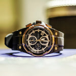 ARIES GOLD KING TWO-TONE STAINLESS STEEL G 7311 BKRG-BKRG HI-TECH BLACK SYNTHETIC STRAP MEN'S WATCH - H2 Hub Watches