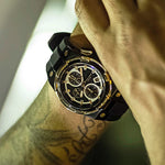 ARIES GOLD KING TWO-TONE STAINLESS STEEL G 7311 BKRG-BKRG HI-TECH BLACK SYNTHETIC STRAP MEN'S WATCH - H2 Hub Watches