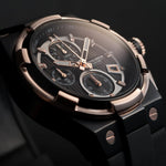 ARIES GOLD KING TWO-TONE STAINLESS STEEL G 7311 BKRG-BKRG HI-TECH BLACK SYNTHETIC STRAP MEN'S WATCH - H2 Hub Watches
