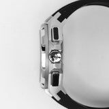 ARIES GOLD KING SILVER STAINLESS STEEL G 7311 S-BKS HI-TECH BLACK SYNTHETIC STRAP MEN'S WATCH - H2 Hub Watches