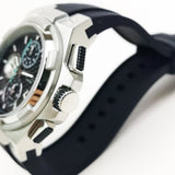 ARIES GOLD MONARCH SILVER STAINLESS STEEL G 7312 S-BKCY HI-TECH BLACK SYNTHETIC STRAP MEN'S WATCH - H2 Hub Watches