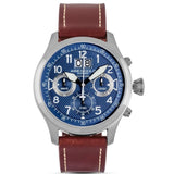 ARIES GOLD CHRONOGRAPH INSPIRE HURRICANE STAINLESS STEEL G 750A S-BU BROWN LEATHER STRAP MEN'S WATCH