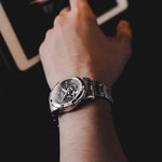 ARIES GOLD AUTOMATIC INFINUM FORZA SILVER STAINLESS STEEL G 9001 S-BK MEN'S WATCH - H2 Hub Watches