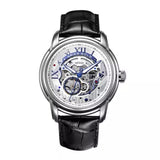 ARIES GOLD AUTOMATIC INFINUM EL TORO SILVER STAINLESS STEEL G 9005A S-S BLACK LEATHER STRAP MEN'S WATCH