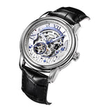 ARIES GOLD AUTOMATIC INFINUM EL TORO SILVER STAINLESS STEEL G 9005A S-S BLACK LEATHER STRAP MEN'S WATCH