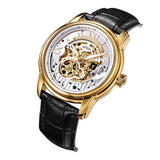 ARIES GOLD AUTOMATIC INFINUM EL TORO GOLD STAINLESS STEEL G 9005G G-S BLACK LEATHER STRAP MEN'S WATCH