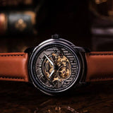ARIES GOLD AUTOMATIC INFINUM EL TORO GOLD STAINLESS STEEL G 9005G BK-BK BROWN LEATHER STRAP MEN'S WATCH