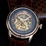 ARIES GOLD AUTOMATIC INFINUM EL TORO GOLD STAINLESS STEEL G 9005G RG-BK BROWN LEATHER STRAP MEN'S WATCH