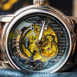ARIES GOLD AUTOMATIC INFINUM EL TORO GOLD STAINLESS STEEL G 9005G RG-BK BROWN LEATHER STRAP MEN'S WATCH