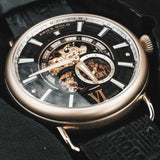 ARIES GOLD AUTOMATIC ROCKY LIMITED EDITION GOLD STAINLESS STEEL INVINCIBLE G 9013 G-BK LEATHER STRAP MEN'S WATCH - H2 Hub Watches