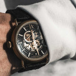 ARIES GOLD AUTOMATIC ROCKY LIMITED EDITION GOLD STAINLESS STEEL INVINCIBLE G 9013 G-BK LEATHER STRAP MEN'S WATCH - H2 Hub Watches