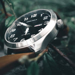 ARIES GOLD AUTOMATIC ESCALATE SILVER STAINLESS STEEL G 9017 S-BK BROWN LEATHER STRAP MEN'S WATCH - H2 Hub Watches