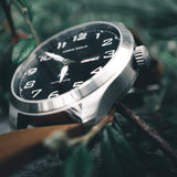 ARIES GOLD AUTOMATIC ESCALATE SILVER STAINLESS STEEL G 9017 S-BK BROWN LEATHER STRAP MEN'S WATCH - H2 Hub Watches