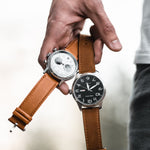 ARIES GOLD AUTOMATIC ESCALATE SILVER STAINLESS STEEL G 9017 S-BK BROWN LEATHER STRAP MEN'S WATCH - H2 Hub Watches