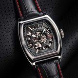 ARIES GOLD AUTOMATIC INFINUM CRUISER SILVER STAINLESS STEEL G 901 S-BKR BLACK LEATHER STRAP MEN'S WATCH - H2 Hub Watches