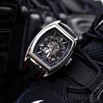 ARIES GOLD AUTOMATIC INFINUM CRUISER SILVER STAINLESS STEEL G 901 S-BKR BLACK LEATHER STRAP MEN'S WATCH - H2 Hub Watches