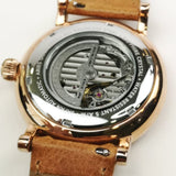 ARIES GOLD AUTOMATIC INSPIRE GAUNTLET VINTAGE ROSE GOLD STAINLESS STEEL G 903A RG-W ORANGE LEATHER STRAP MEN'S WATCH - H2 Hub Watches