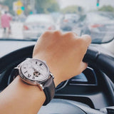 ARIES GOLD AUTOMATIC INSPIRE GAUNTLET VINTAGE SILVER STAINLESS STEEL G 903 S-W BROWN LEATHER STRAP MEN'S WATCH