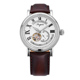 ARIES GOLD AUTOMATIC INSPIRE GAUNTLET VINTAGE SILVER STAINLESS STEEL G 903 S-W BROWN LEATHER STRAP MEN'S WATCH
