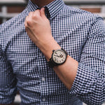ARIES GOLD AUTOMATIC INSPIRE GAUNTLET VINTAGE TUNGSTEN STAINLESS STEEL G 903 TS-BEI BROWN LEATHER STRAP MEN'S WATCH - H2 Hub Watches