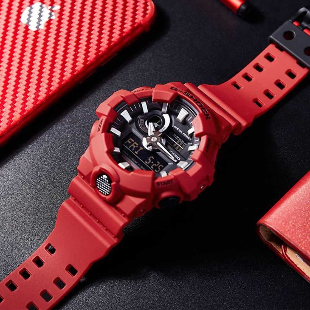 CASIO G-SHOCK GA-700-4ADR DIGITAL QUARTZ RED RESIN MEN'S WATCH - H2 Hub Watches
