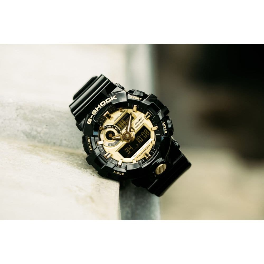 CASIO G-SHOCK GA-710GB-1ADR DIGITAL QUARTZ BLACK RESIN MEN'S WATCH - H2 Hub Watches