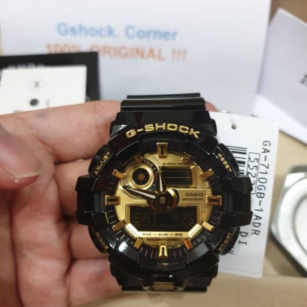 CASIO G-SHOCK GA-710GB-1ADR DIGITAL QUARTZ BLACK RESIN MEN'S WATCH - H2 Hub Watches