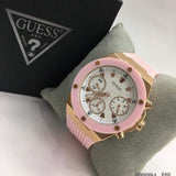 GUESS ROSE GOLD TONE CASE PINK SILICONE GW0030L4 WOMEN'S WATCH