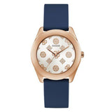 GUESS GW0107L4 ROSE GOLD TONE CASE BLUE SILICONE WOMEN'S WATCH