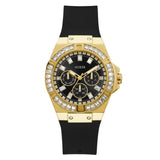 GUESS GW0118L1 GOLD TONE CASE BLACK SILICONE WOMEN'S WATCH