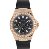 GUESS GW0118L2 ROSE GOLD TONE CASE BLACK SILICONE WOMEN'S WATCH