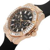GUESS GW0118L2 ROSE GOLD TONE CASE BLACK SILICONE WOMEN'S WATCH