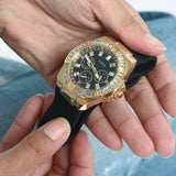 GUESS GW0118L2 ROSE GOLD TONE CASE BLACK SILICONE WOMEN'S WATCH