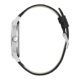 GUESS GW0250G1 SILVER TONE CASE BLACK GENUINE LEATHER MEN'S WATCH