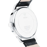 GUESS GW0250G1 SILVER TONE CASE BLACK GENUINE LEATHER MEN'S WATCH